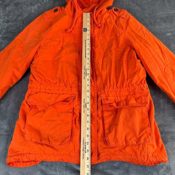 Old Navy Women’s Orange Jacket Coat Sz Large Anorak Hooded Removable Lined Y2K - Picture 7 of 14